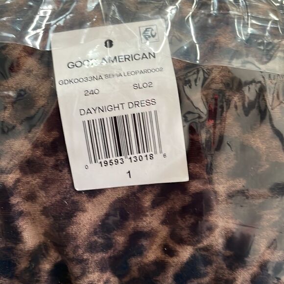 NWT Good American DayNight Wrap Dress in Sepia Leopard size 1 (small) - Picture 7 of 9